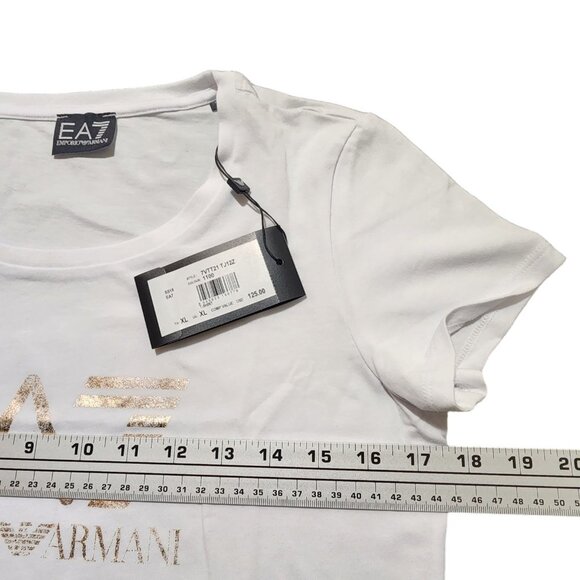 EMPORIO‎ ARMANI Women's T-Shirt EA7 Logo White Size Large - Picture 4 of 9
